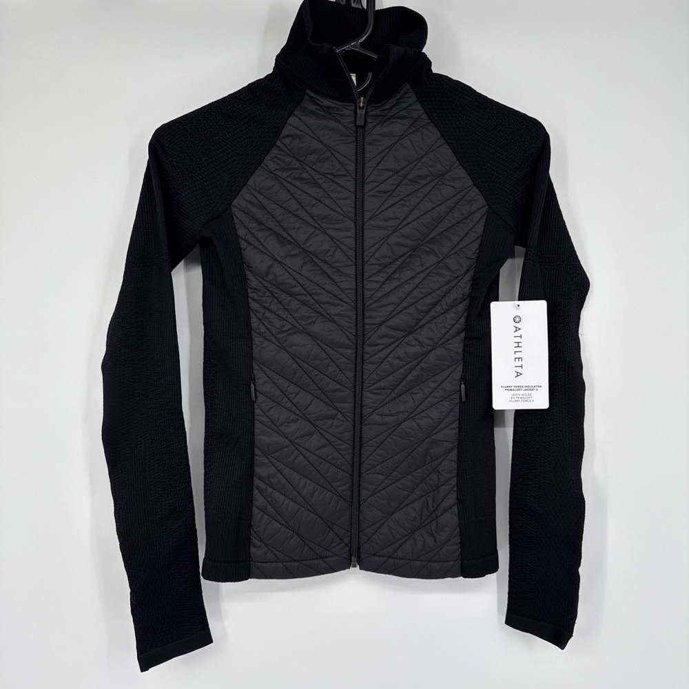 NWT Athleta Flurry Force Insulated Primaloft Jacket XXS Black Full Zip Quilted